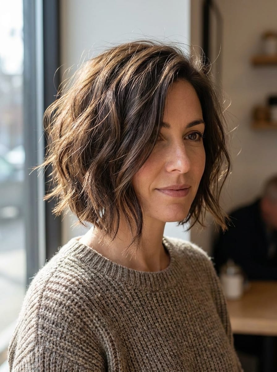 Asymmetrischer Messy Bob - chaotische Kurzhaarfrisur
